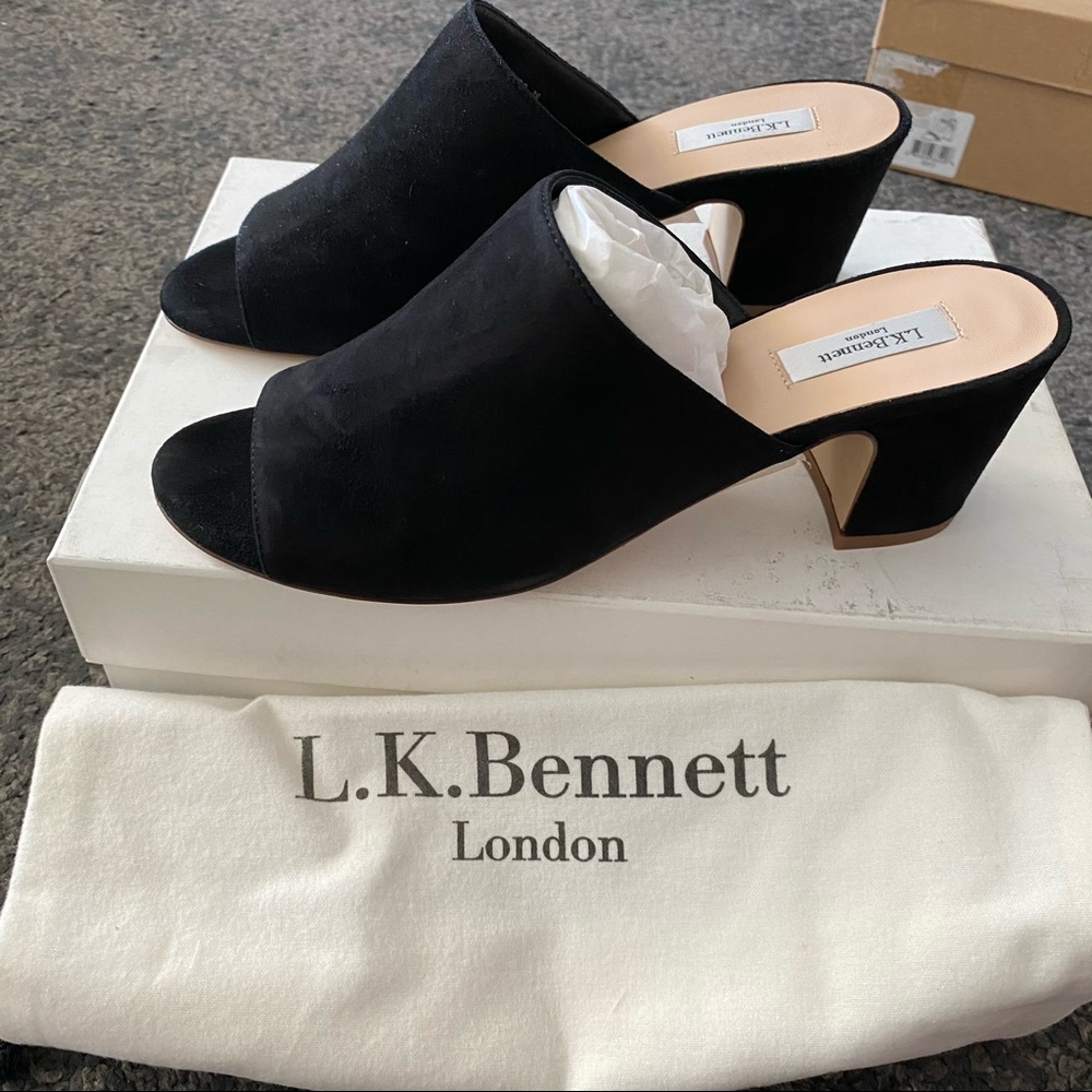 L. K. Bennet Carter Black Mules Eur 38
